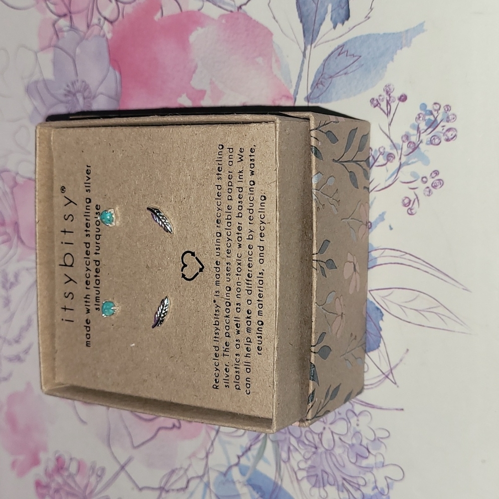 Itsy Bitsy Made With Recycled 2 Pair Turquoise Earring Set